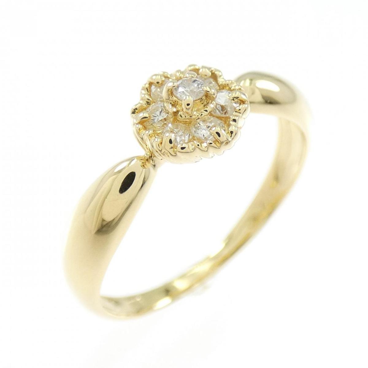 K18YG フラワー ダイヤモンド リング 0.14CT【中古】