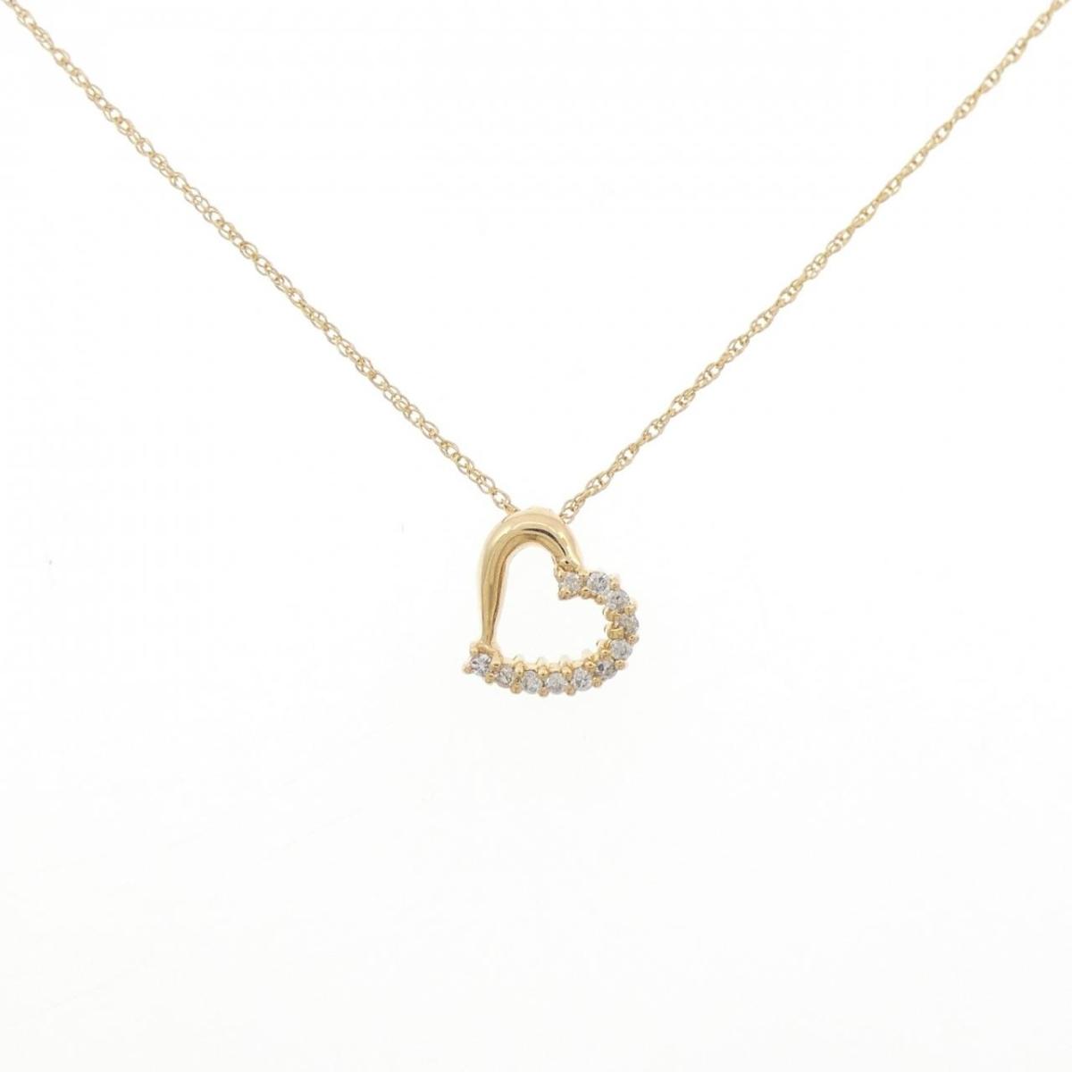 K18YG/750YG ハート ダイヤモンド ネックレス 0.08CT【中古】