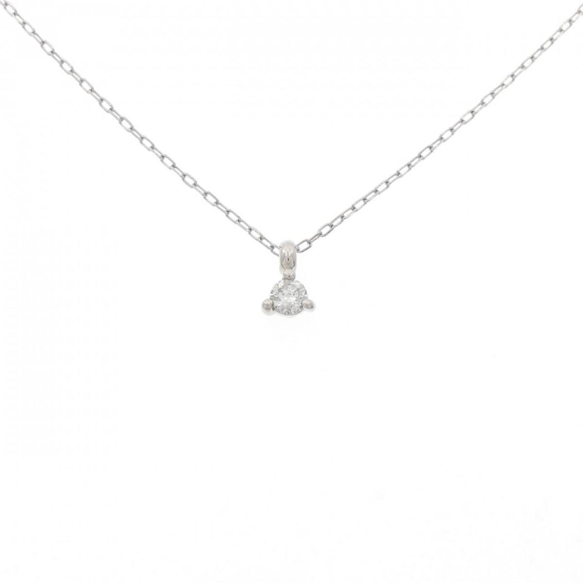 PT850 ソリティア ダイヤモンド ネックレス 0.1CT【中古】