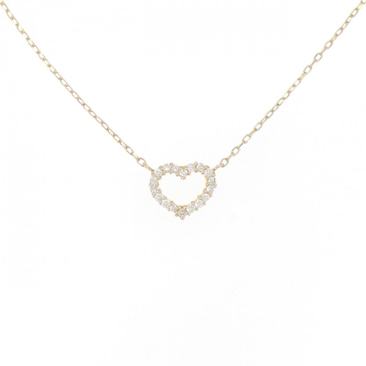 K18PG ハート ダイヤモンド ネックレス 0.18CT【中古】