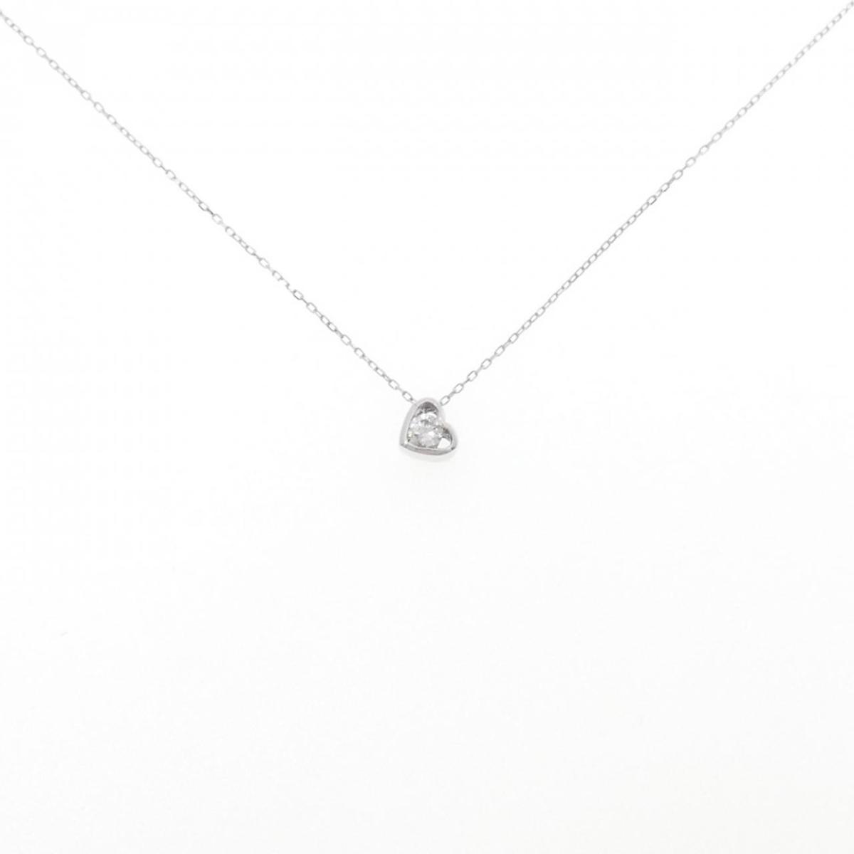 K18WG ハート ダイヤモンド ネックレス 0.08CT【中古】
