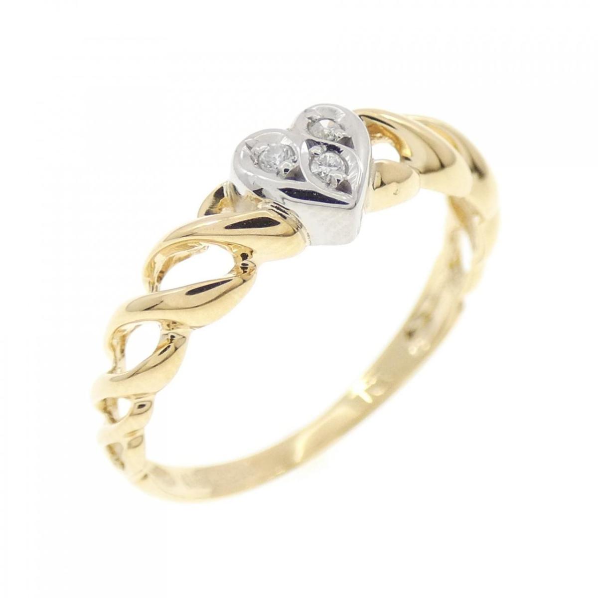 K18YG/PT900 ハート ダイヤモンド リング 0.02CT【中古】