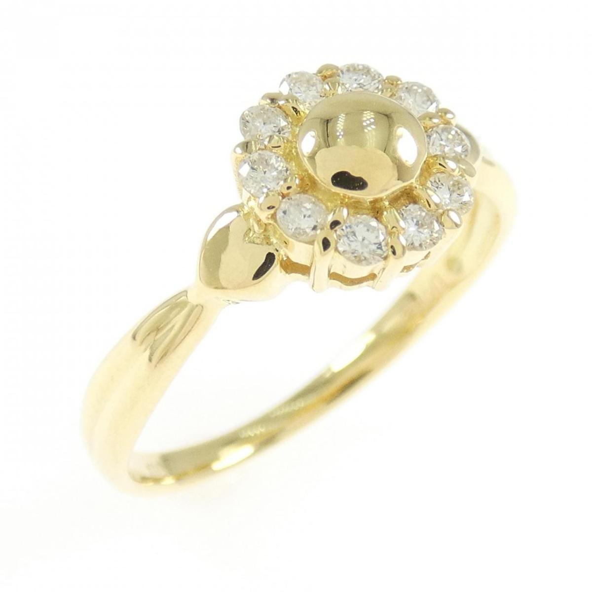 K18YG フラワー ダイヤモンド リング 0.18CT【中古】