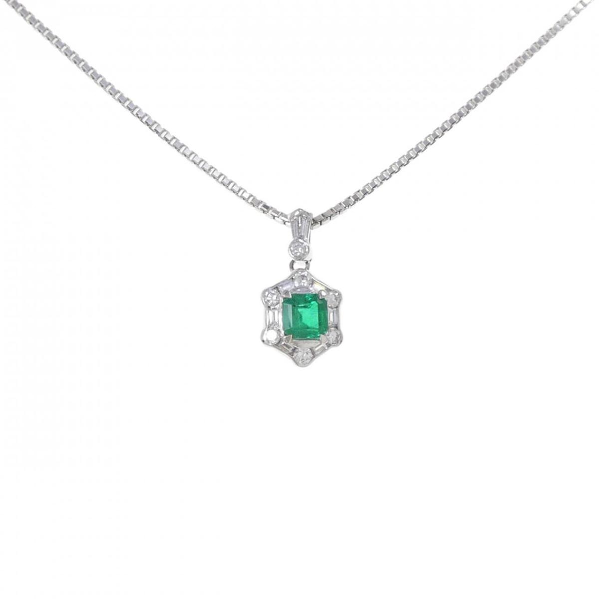 PT900/PT850 エメラルド ネックレス 0.56CT【中古】