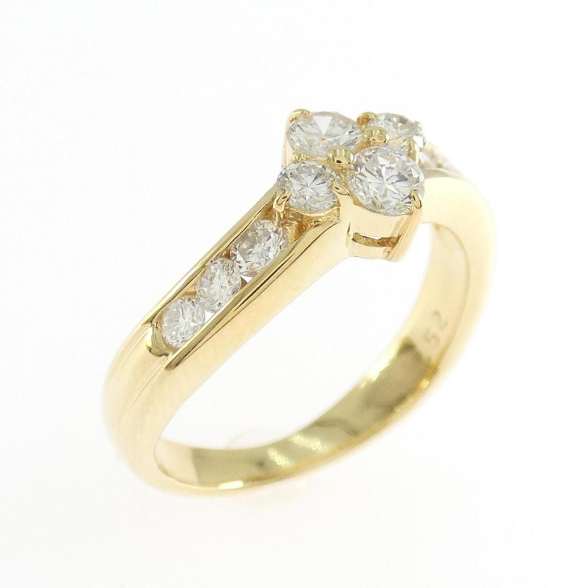 K18YG フラワー ダイヤモンド リング 0.52CT【中古】