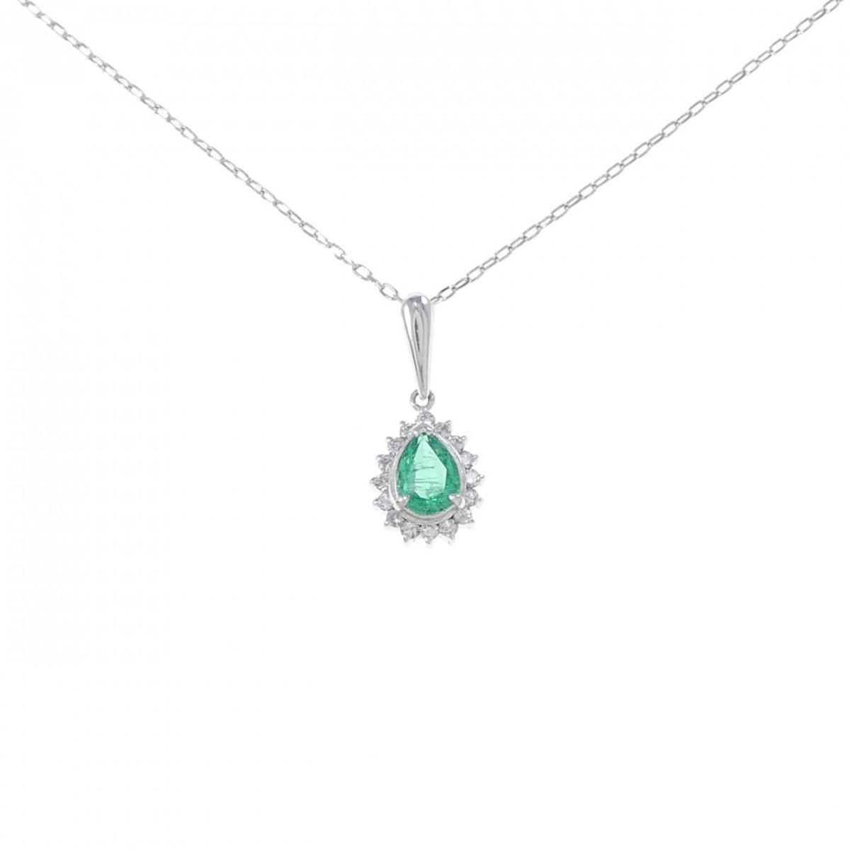 PT900/PT850 エメラルド ネックレス 0.43CT【中古】