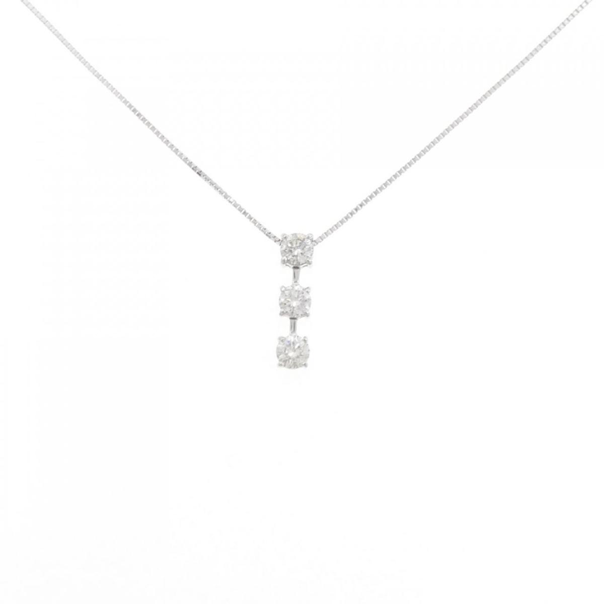 K18WG スリーストーン ダイヤモンド ネックレス 0.60CT【中古】|KOMEHYO ONLINESTORE 店
