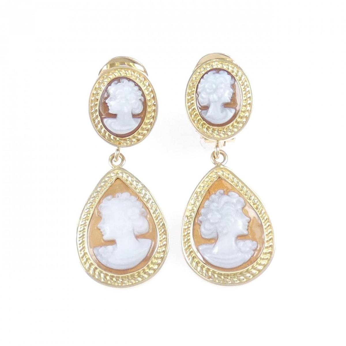 750YG シェルカメオ ピアス【中古】