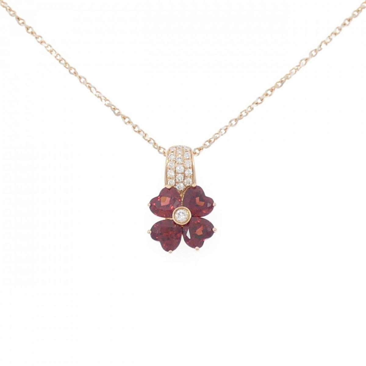 K18PG フラワー ガーネット ネックレス 2.79CT【中古】