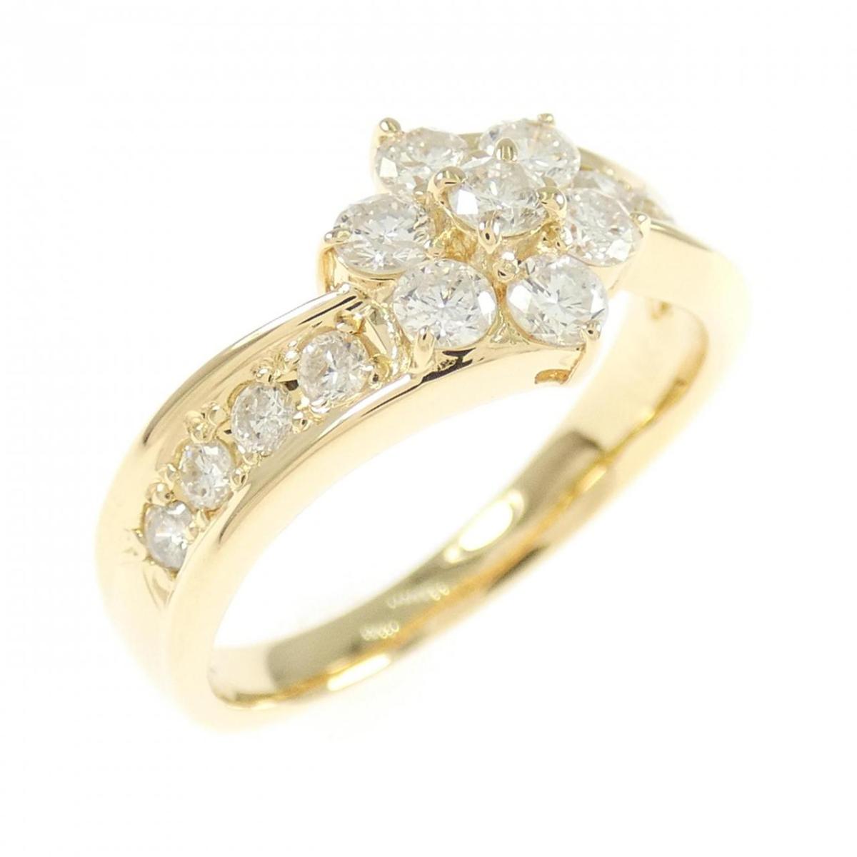 K18YG フラワー ダイヤモンド リング 0.55CT【中古】