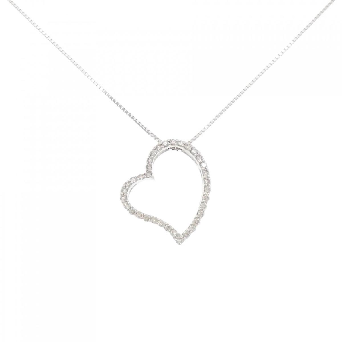 K18WG ハート ダイヤモンド ネックレス 0.50CT【中古】