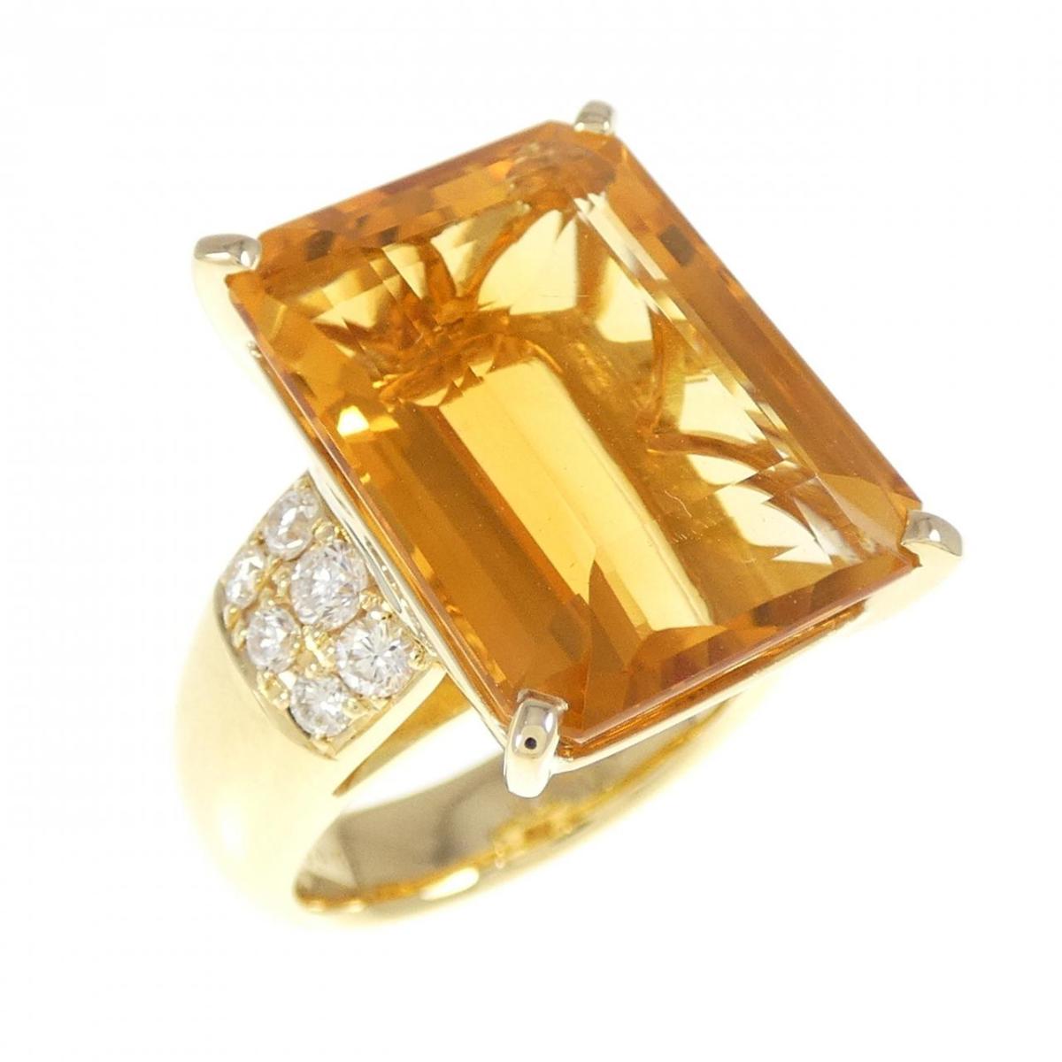 K18YG シトリン リング 13.50CT【中古】