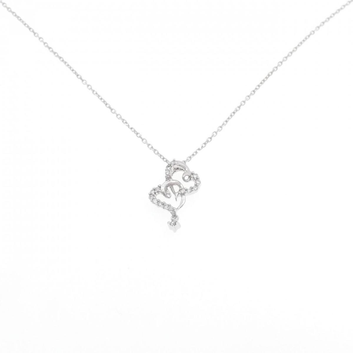 K18WG ハート ダイヤモンド ネックレス 0.10CT【中古】