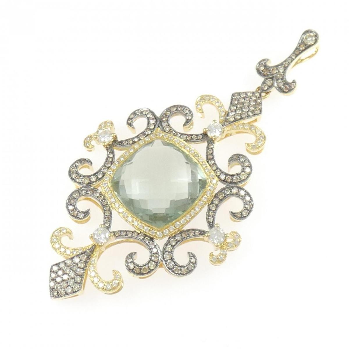 K18YG/K18BG クオーツ ペンダント 12.94CT【中古】