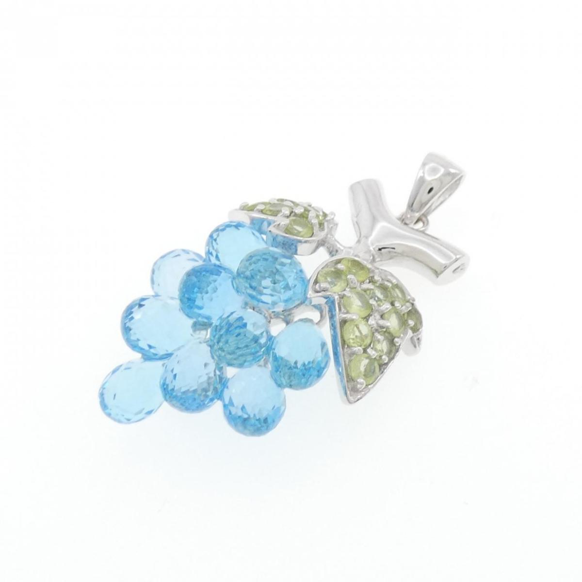 K18WG グレープ ブルートパーズ ペンダント 8.98CT【中古】
