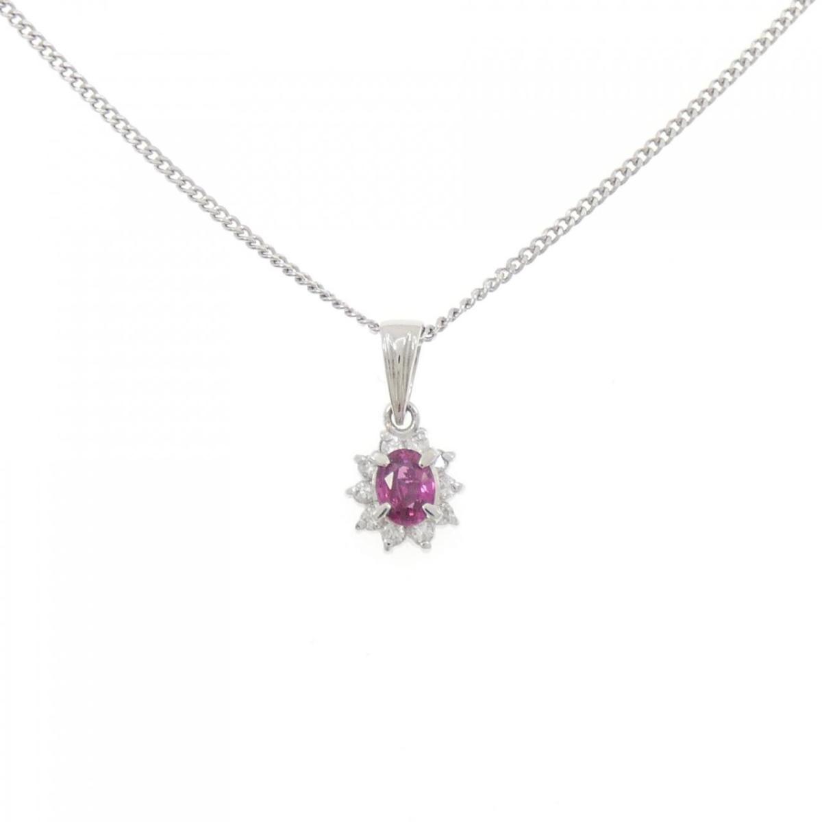 PT900/PT850 ルビー ネックレス 0.33CT【中古】