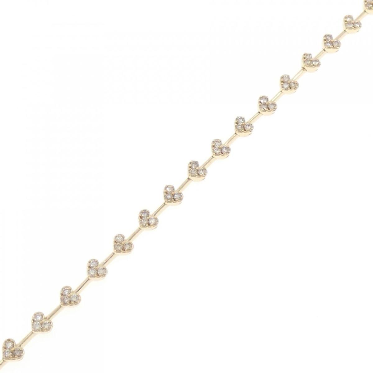 750YG ハート ダイヤモンド ブレスレット【中古】