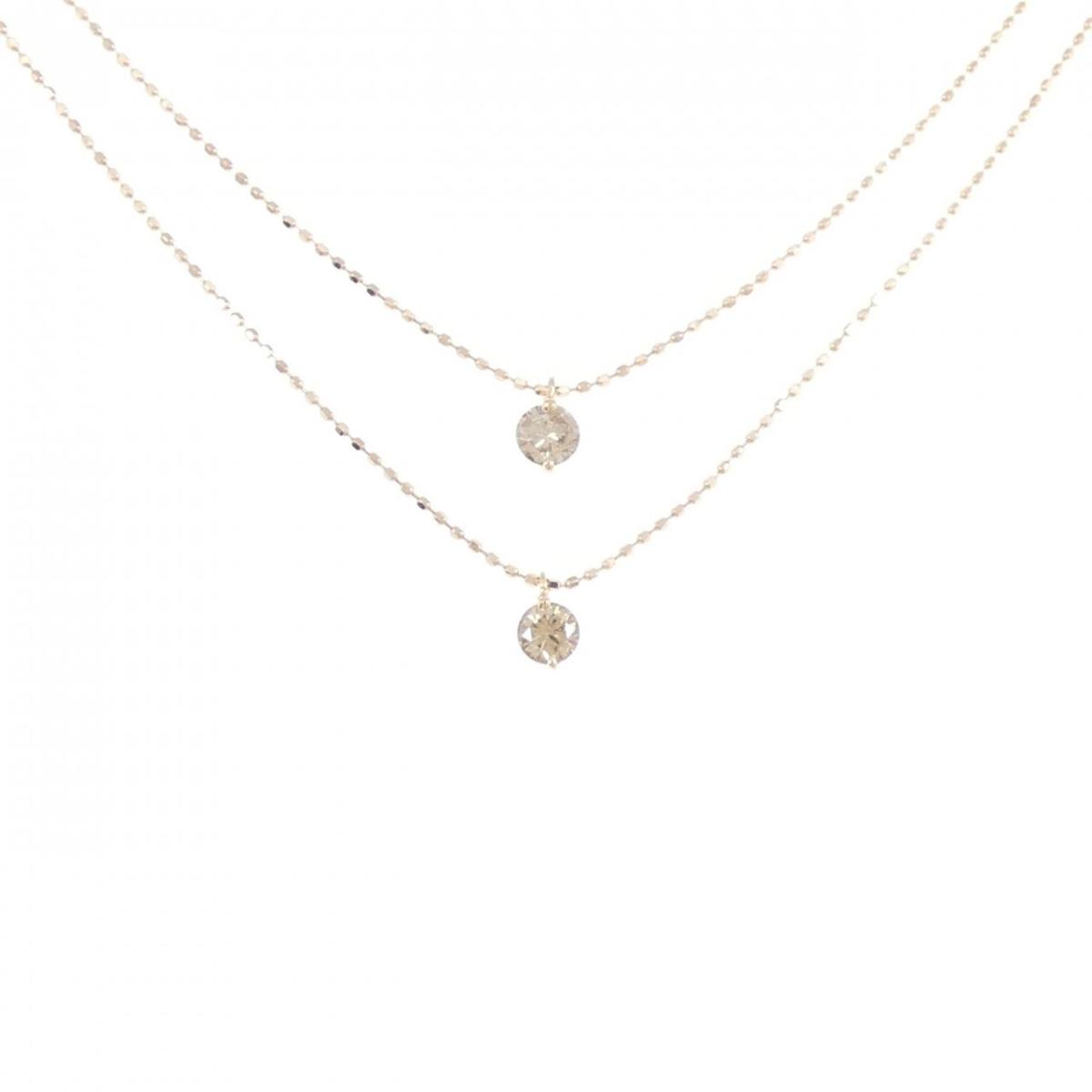 K18PG ダイヤモンド ネックレス 0.409CT【中古】