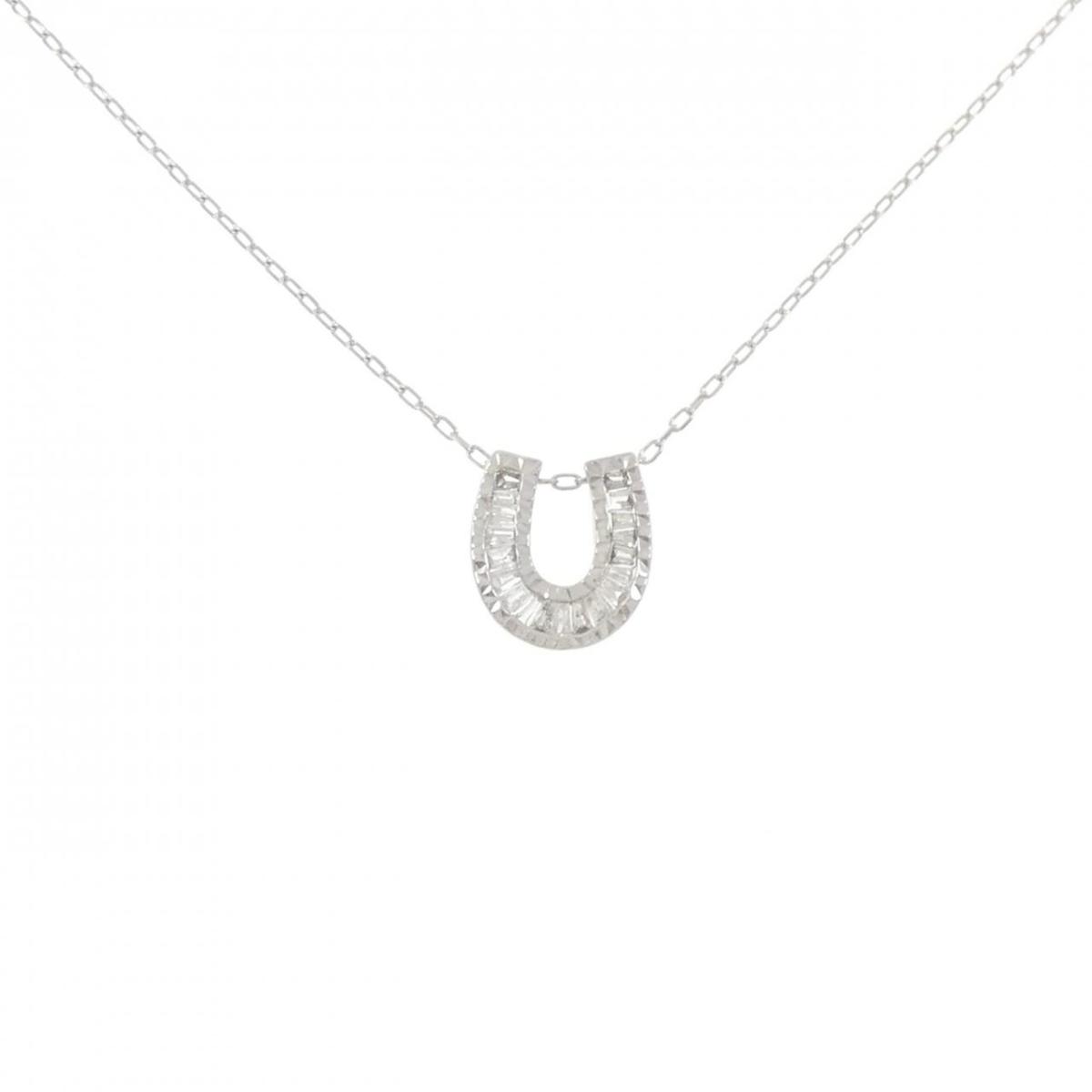 K18WG ホースシュー ダイヤモンド ネックレス 0.20CT【中古】