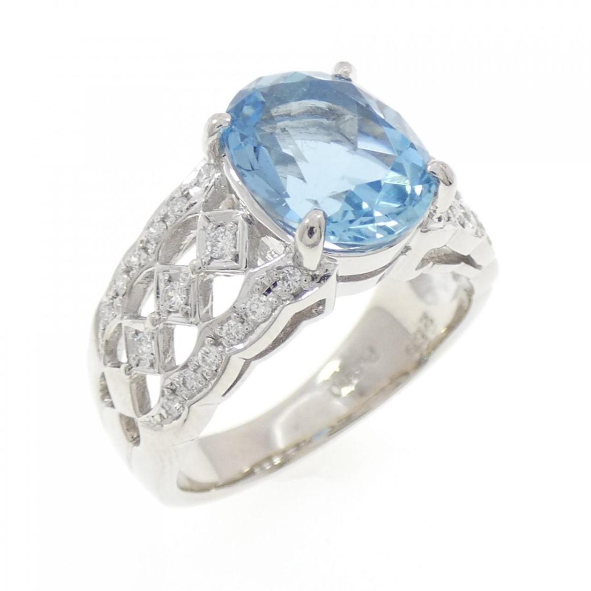 PT900 アクアマリン リング 2.59CT【中古】