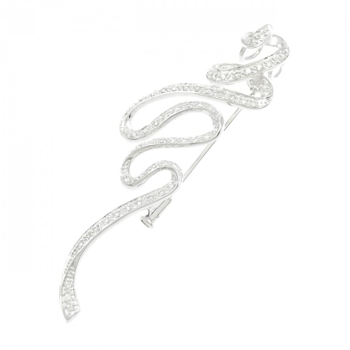 750WG ダイヤモンド ブローチ 0.51CT【中古】