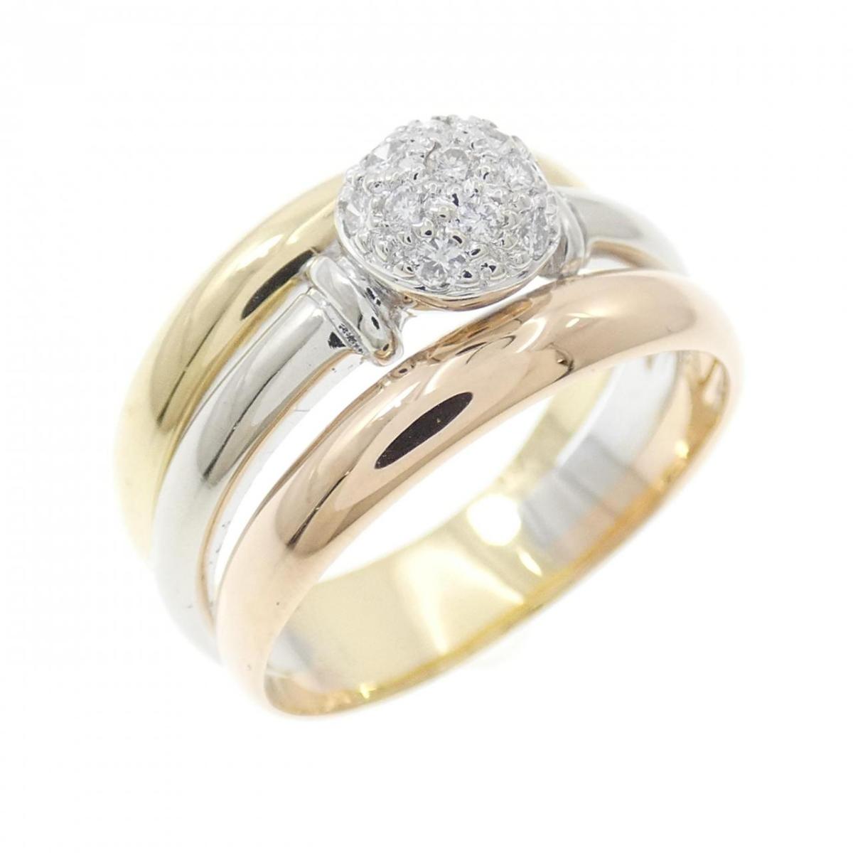 750スリーカラー ダイヤモンド リング 0.14CT【中古】