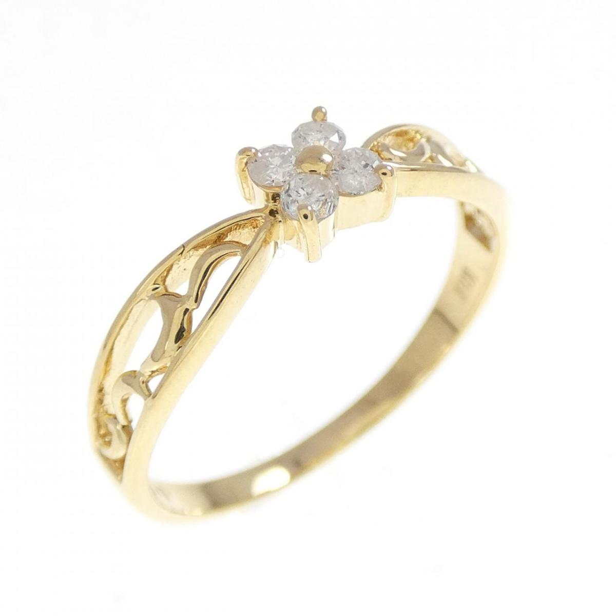 K18YG フラワー ダイヤモンド リング 0.08CT【中古】