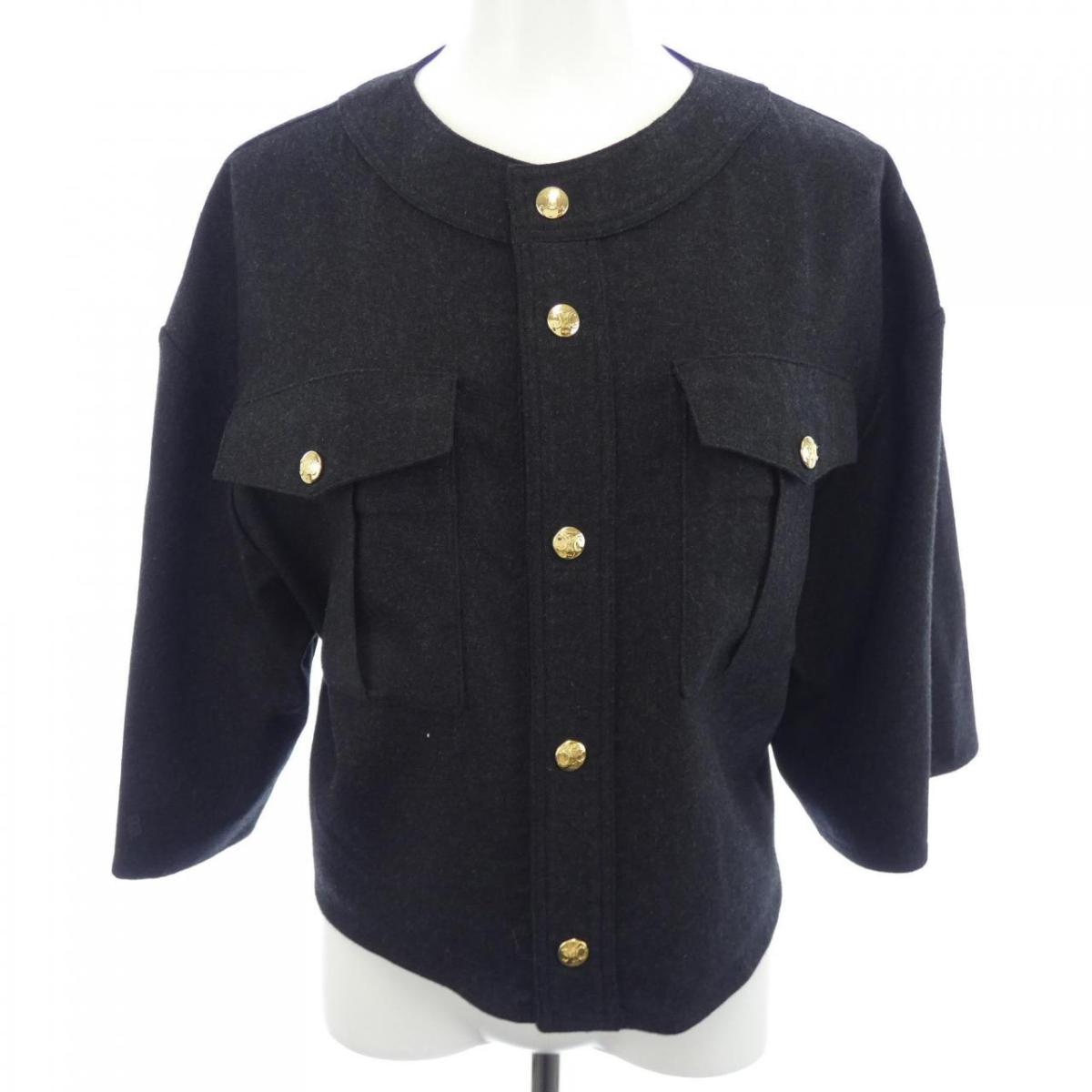 セリーヌ CELINE クロップトップ トリオンフ 2B708561F ノーカラージャケット【中古】 74,580円