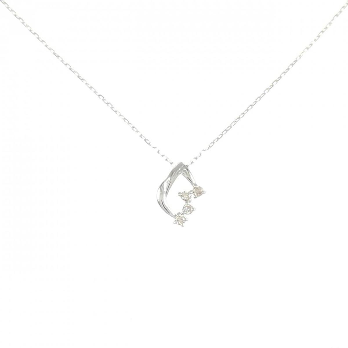 K10WG ダイヤモンド ネックレス 0.03CT【中古】