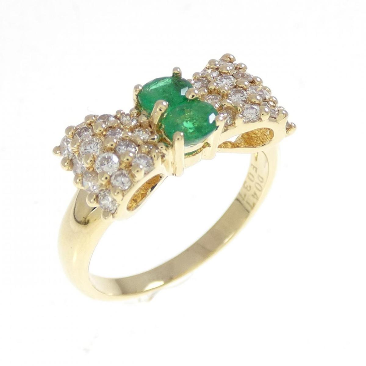 K18YG リボン エメラルド リング 0.37CT【中古】｜KOMEHYO ONLINESTORE 店