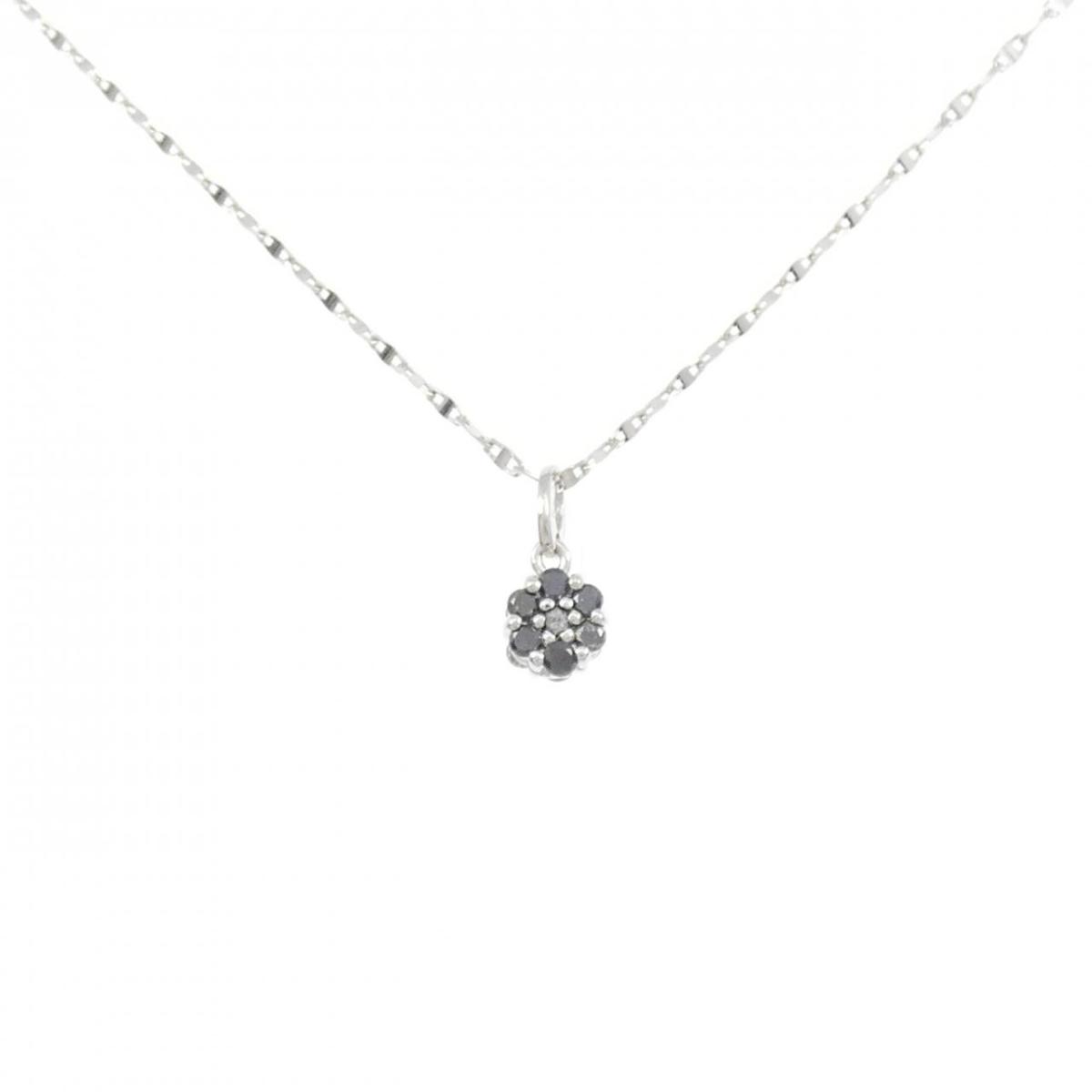K10WG フラワー ダイヤモンド ネックレス 0.20CT【中古】