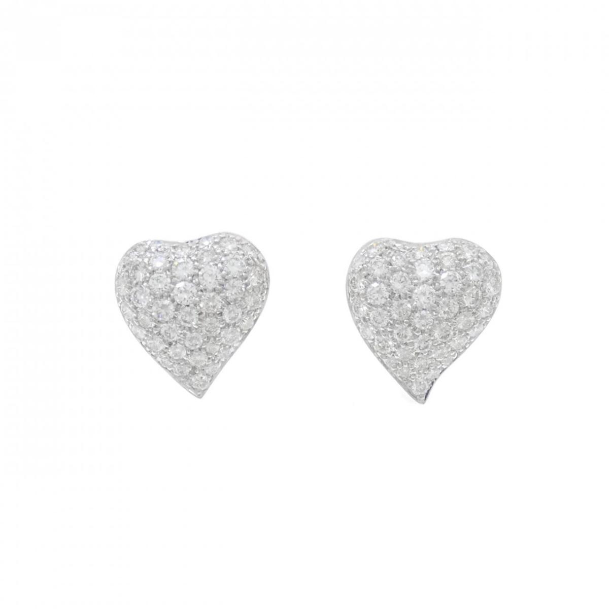 K18YG/K18WG ハート パヴェ ダイヤモンド ピアス 2.00CT【中古】