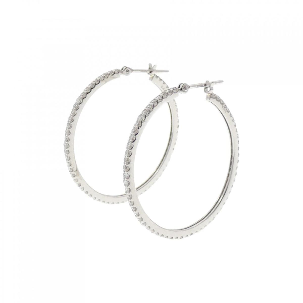 PT900 フープ ダイヤモンド ピアス 0.88CT【中古】