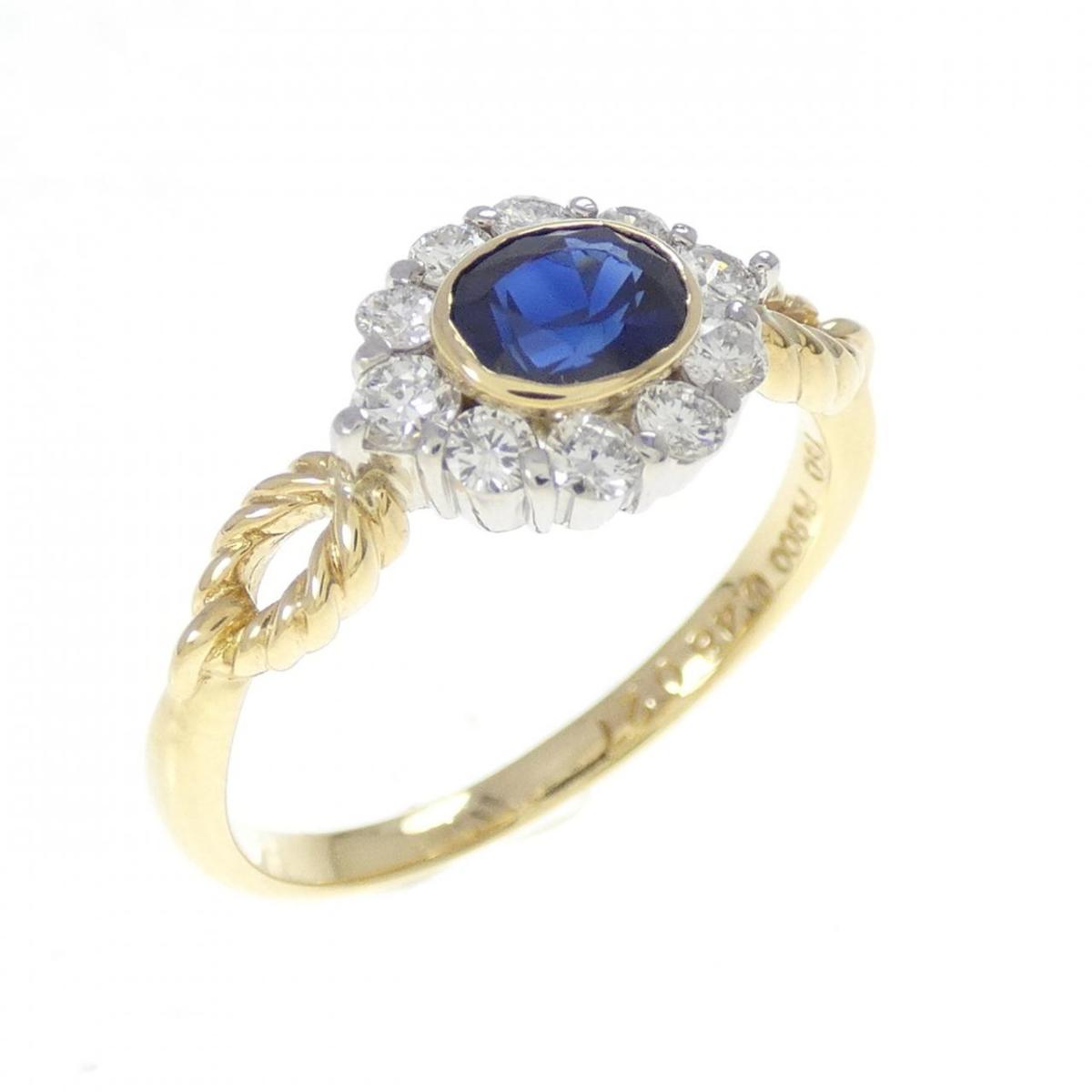 750YG/PT900 サファイヤ リング 0.48CT【中古】