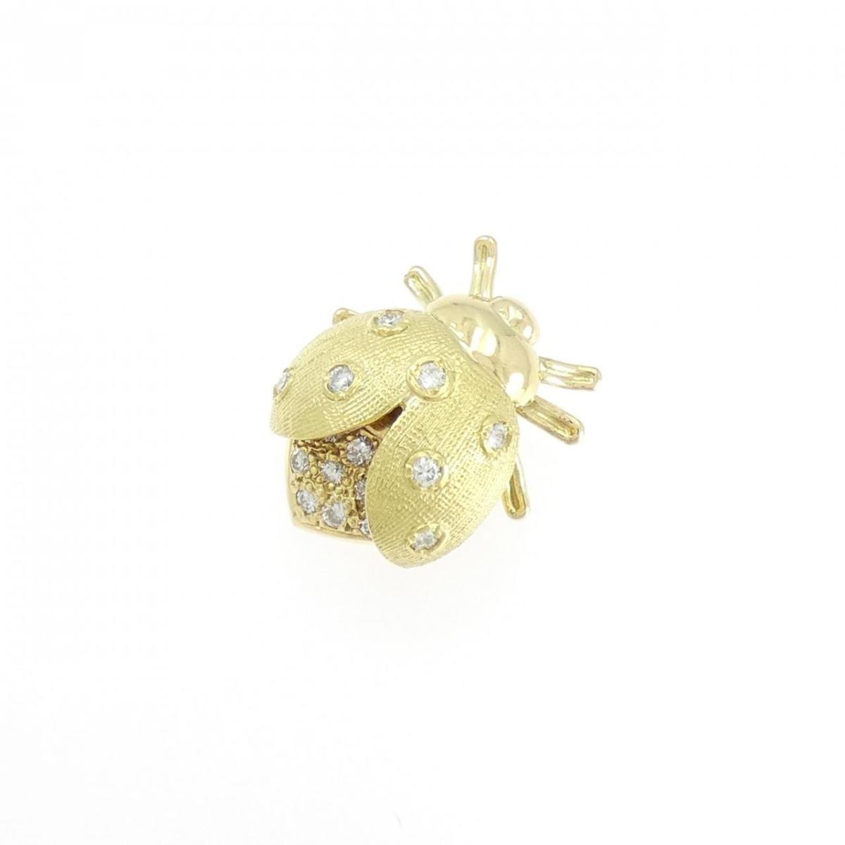K18YG テントウムシ ダイヤモンド ペンダント 0.16CT【中古】