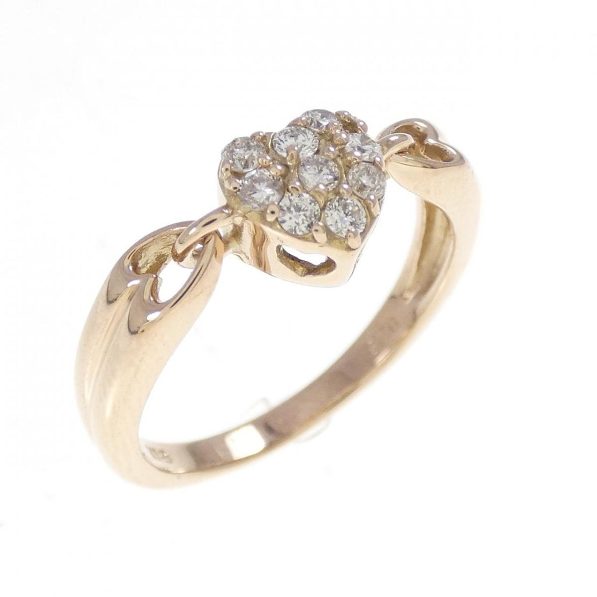 K18PG ハート ダイヤモンド リング 0.15CT【中古】