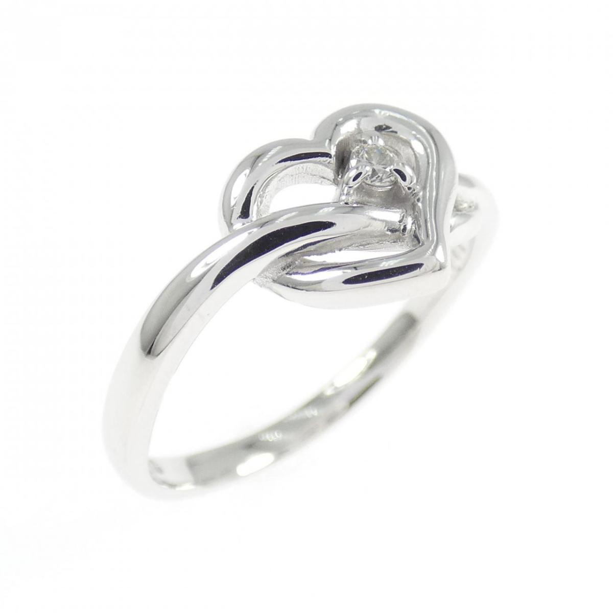 K10WG ハート ダイヤモンド リング 0.02CT【中古】