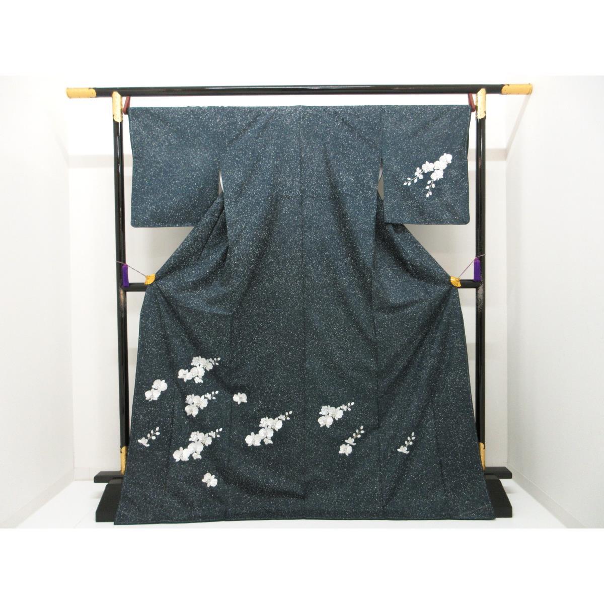 【未当て嵌める品】短い訪問着 染紬 刺しゅう製作【中古】