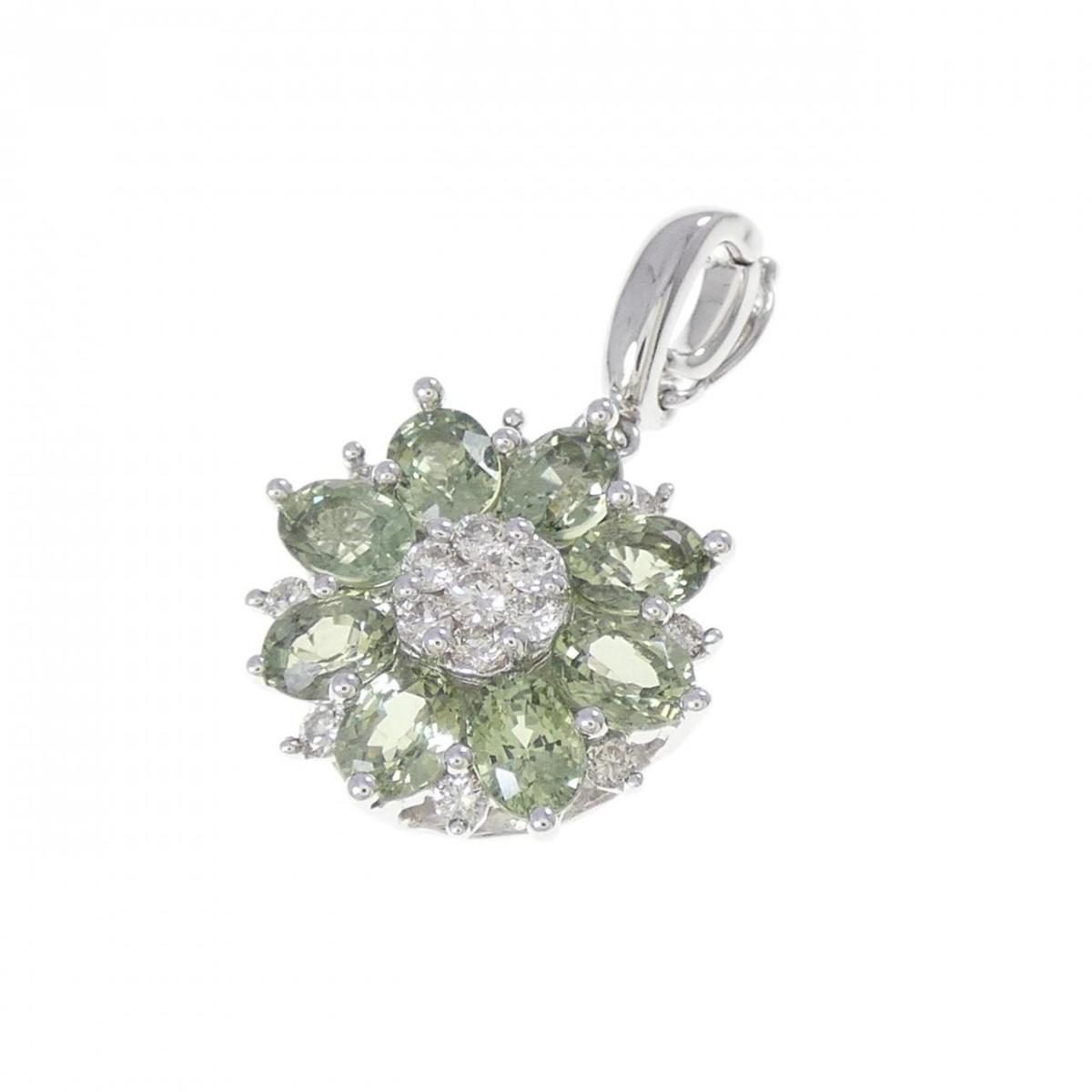 K18WG フラワー サファイヤ ペンダント 1.65CT【中古】