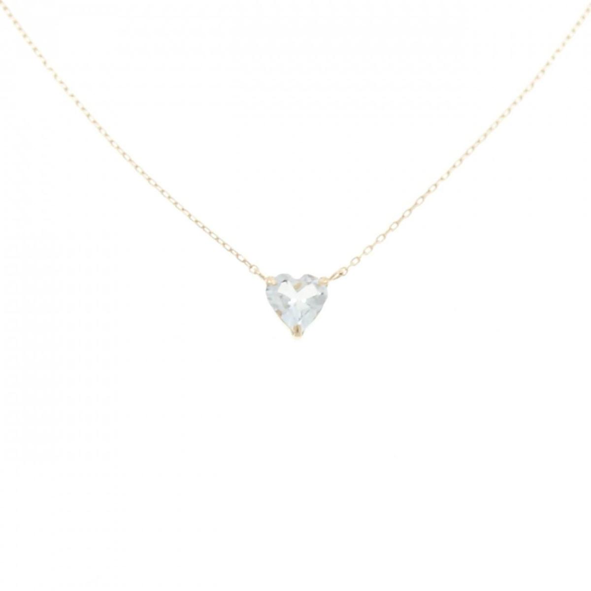K10YG ハート アクアマリン ネックレス 0.26CT【中古】