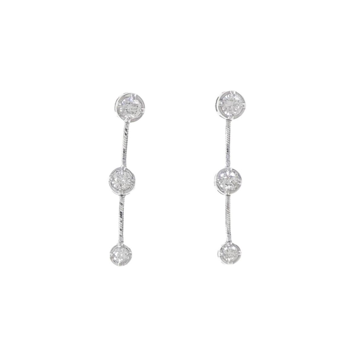 K18WG スリーストーン ダイヤモンド ピアス 0.60CT【中古】｜KOMEHYO ONLINESTORE 店