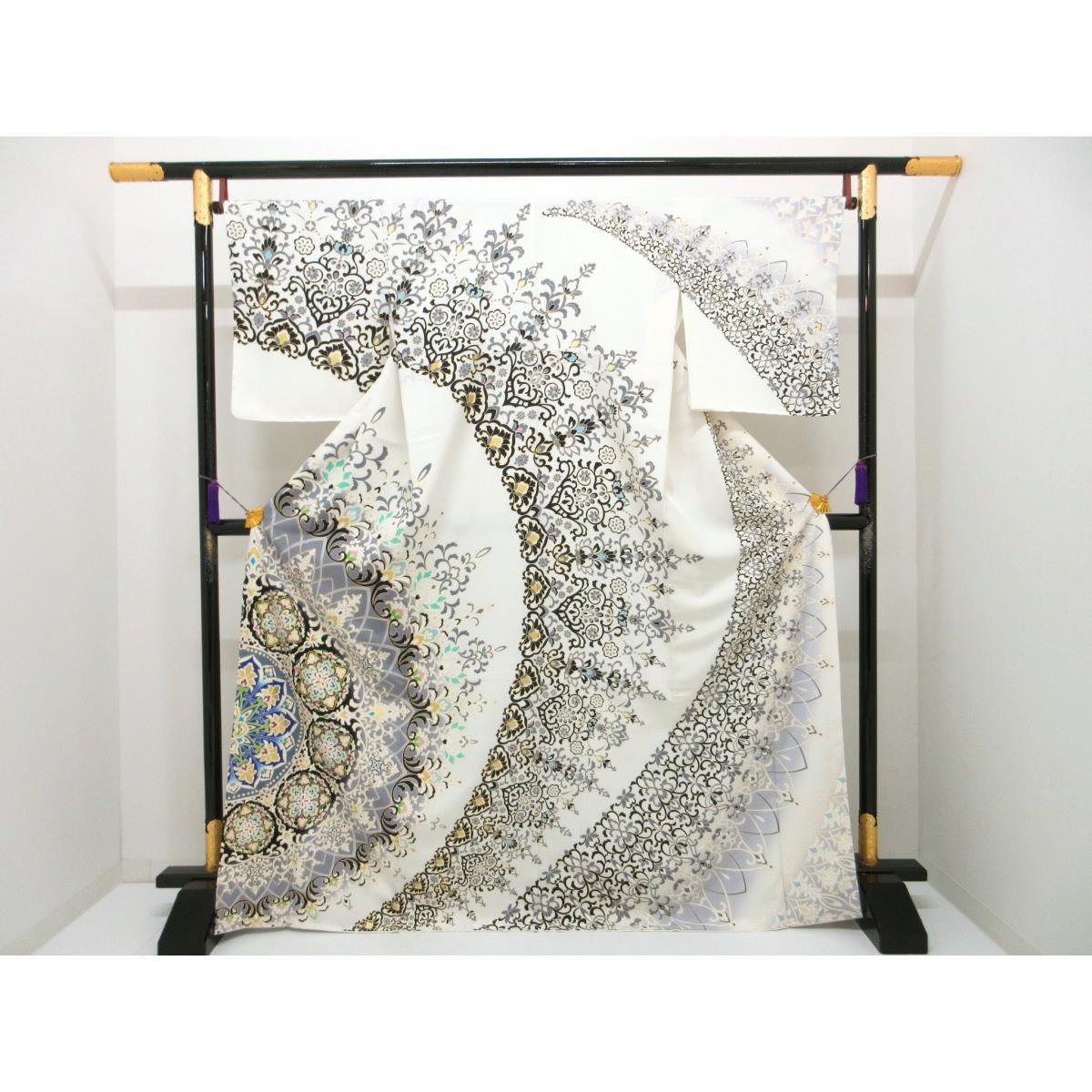 【新品】短い訪問着 【吉澤布切れ】刺しゅう産業【新品】