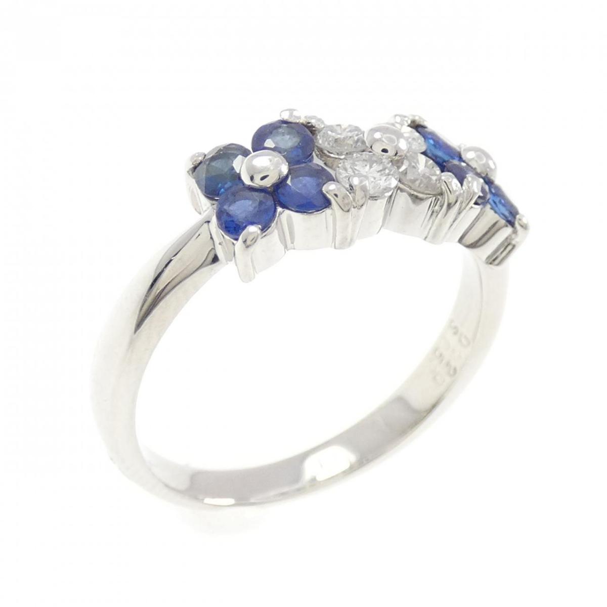 PT900 フラワー サファイヤ リング 0.50CT【中古】