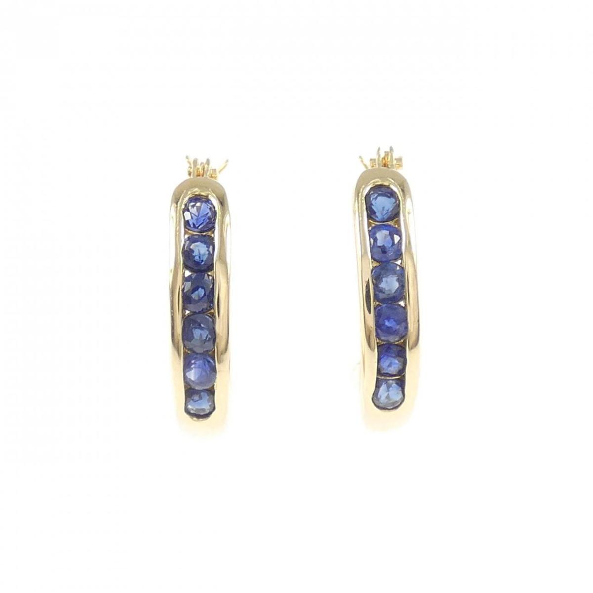 K18YG サファイヤ フープ ピアス 0.72CT【中古】
