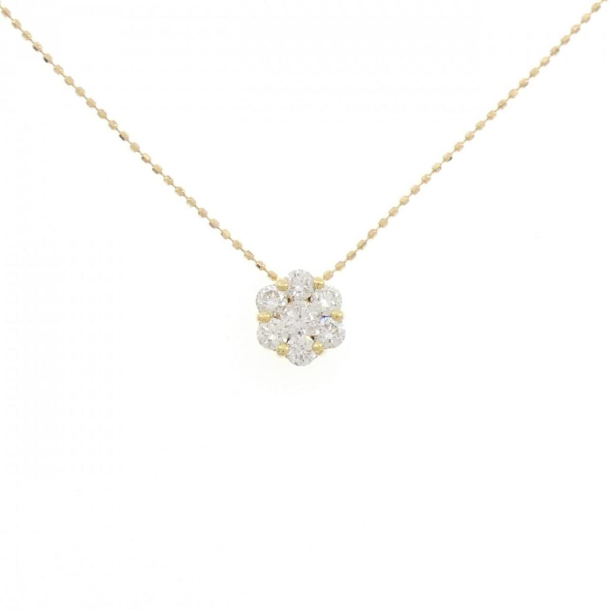 K18YG フラワー ダイヤモンド ネックレス 0.50CT【中古】