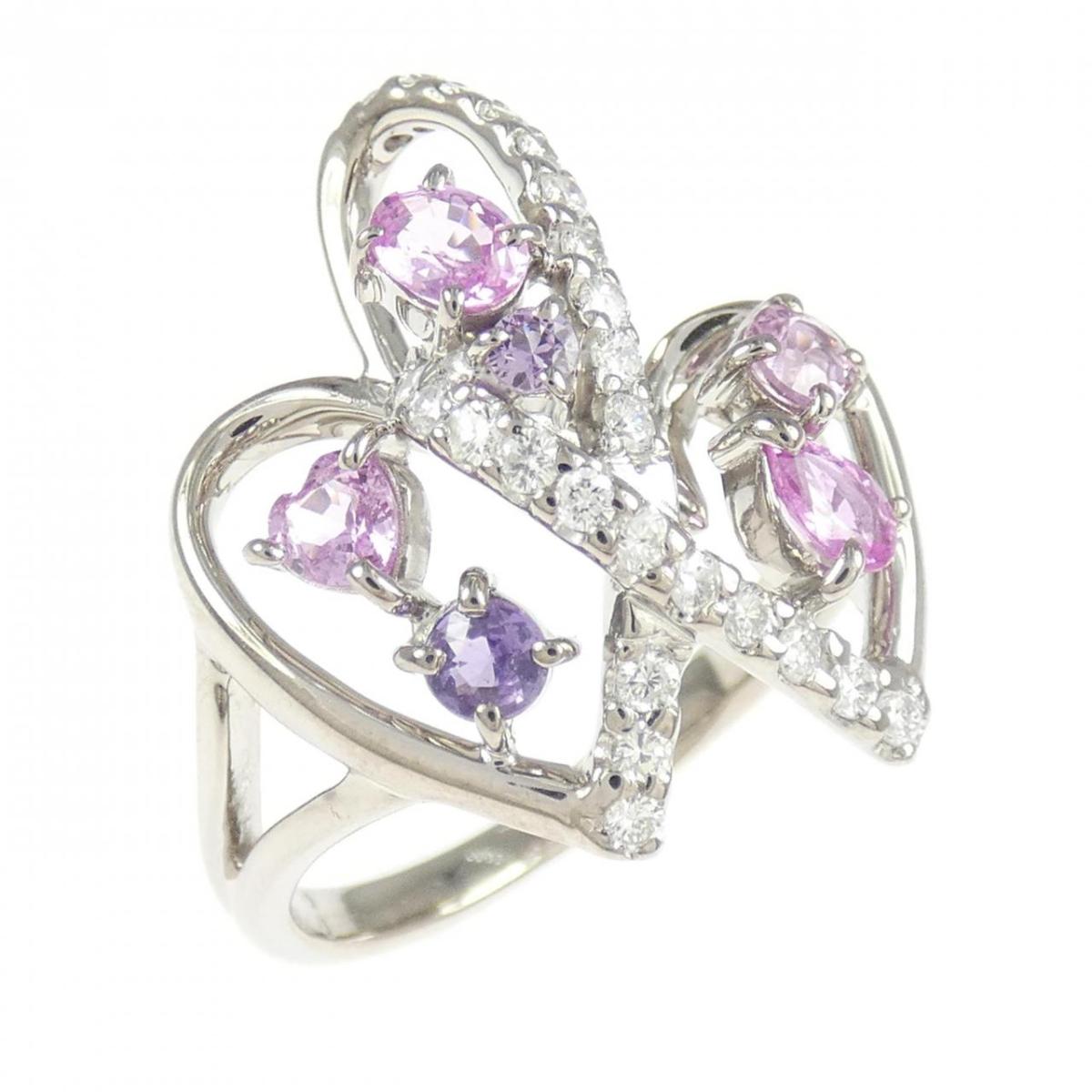 K18WG ハート サファイヤ リング 0.78CT【中古】