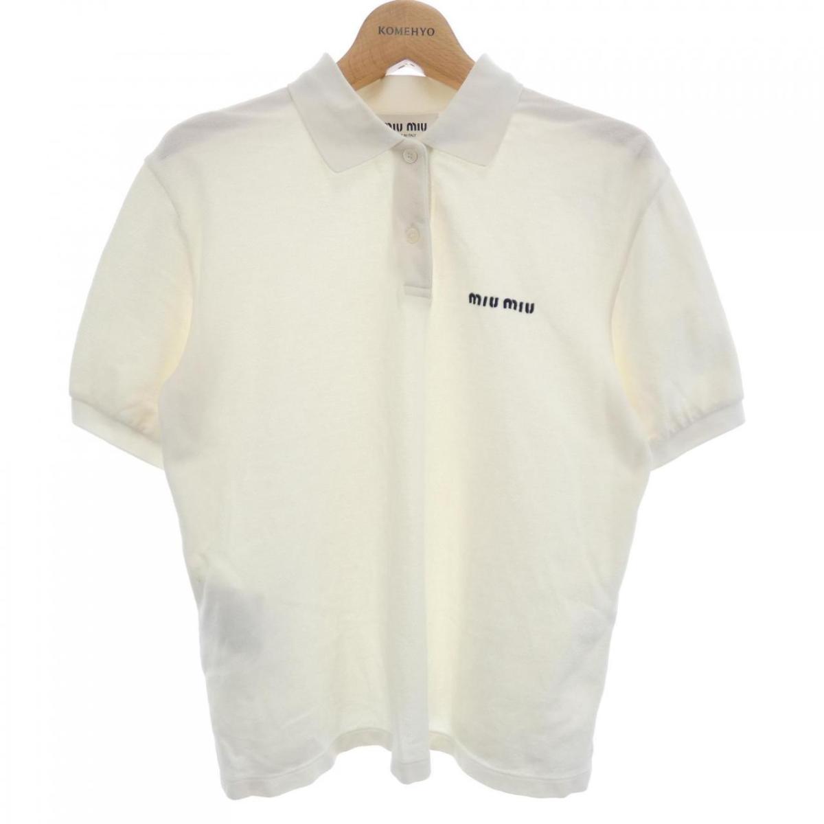 楽天市場】ミュウミュウ MIU MIU コットンピケ ポロシャツ【ネイビー