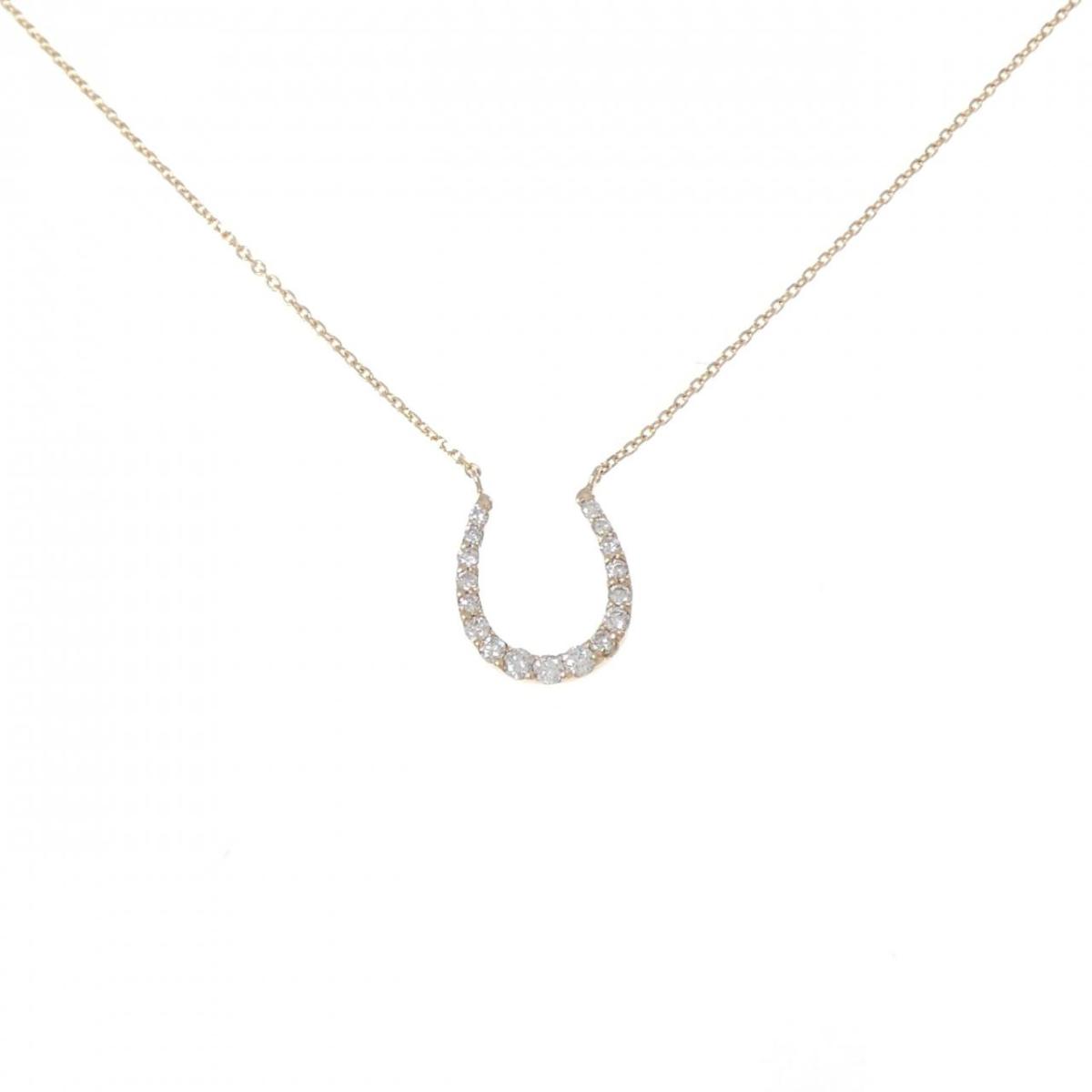 K18PG ホースシュー ダイヤモンド ネックレス 0.20CT【中古】