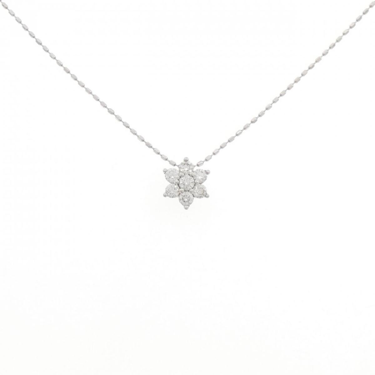 K18WG フラワー ダイヤモンド ネックレス 0.20CT【中古】 48,360円