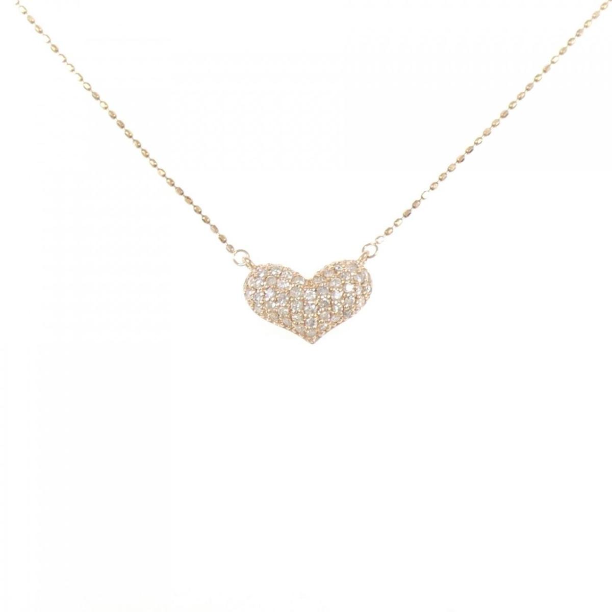 K14PG ハート ダイヤモンド ネックレス 0.30CT【中古】